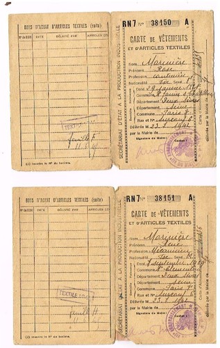 Cartes rationnement vetement