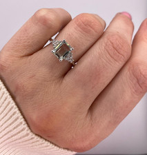 Bague en or Blanc 18kt. Avec Diamants Naturels Ed Aigue-Marine Naturel