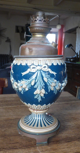 Lampe pétrole faïence - lampe,