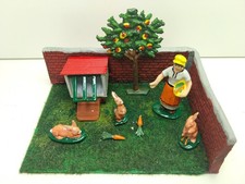 Diorama - La Ferme Quiralu - Lapins avec fermière et clapier