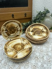 6 Assiettes à Fondue Longchamp + 6 Paniers en Osier