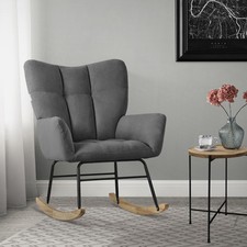Fauteuil à bascule balançoire chaise de relaxation gris foncé aspect éponge