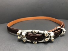 Fahrenheit Connie Bates New York Large Modernist Buckle Brown Lizard Print Belt