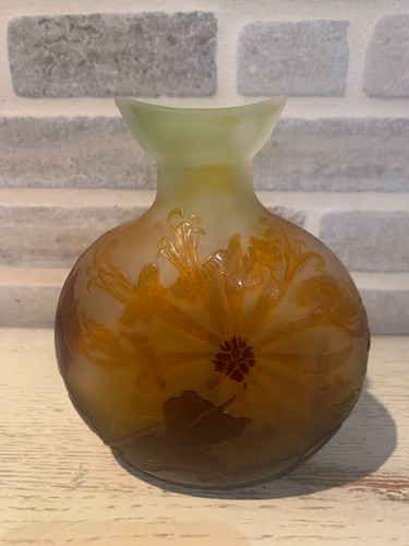 Vase gourde gallé décor - vase,