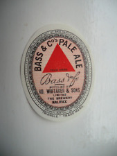 MINT BASS BURTON BOTTLED BY WHITAKER HALIFAX PALE ALE BREWERY BEER BOTTLE LABEL