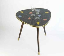 Rare Large German Mosaic Mid Century Vintage Coffee Table with Futuristic Design