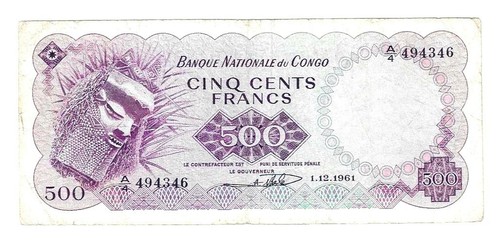 Billet congo belge 500 - billet,