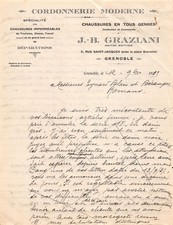 1925  CORDONNERIE J B GRAZIANI A GRENOBLE - EYMART A ROMANS  47-0085
