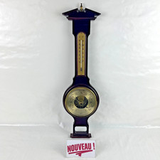 ➜WOODEN THERMOMETER BAROMETER Antique/Vintage Wall Aneroid Weather Instrument