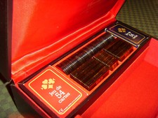 Antique Black Indoor Red Velvet Black Cognac Biscuit Poker Token Case