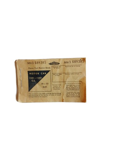 Vintage motor car fuel - fuel, ration