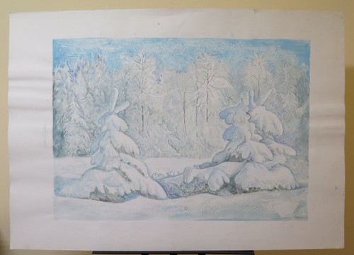 Paysage hiver avec - avec, arbres