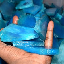 Lot brut de dalles de pierres précieuses naturelles aigue-marine bleu aqua br...