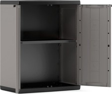 Armoire Bas Plastique Résine 2 Portes Gris Bureau Maison Travail 68X39X85H