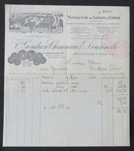Billhead facture paris 1922 - billhead,