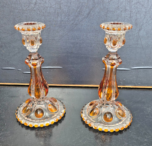 Paire bougeoirs cristal - en,