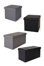 dibea Tabouret banc pliable simili cuir pouf coffre de rangement 40/80 litres