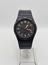 Vintage (RARE) 1985 Seiko SQ Sport Mens 8123-7310 Analog Watch Black Gold Accent