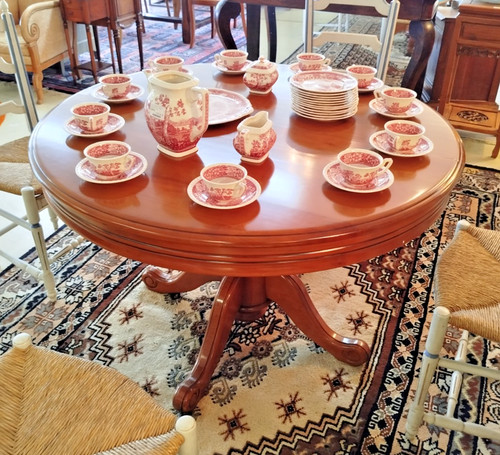 Table ronde merisier style - table,