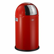 Wesco Pushboy Junior Push Waste Bin Sheet Steel Waste Collector Red 22L