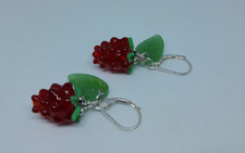 boucles d'oreille dormeuses en argent et verre de Murano framboises fruit unique