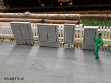 ho lot 4 armoires électrique 1/87 décor train rue industrie maquette56 miniature