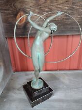 1930S ILLUSION BY FAYRAL MAX LE VERRIER SPELTER BRONZE ART DECO NUDE LADY STATUE