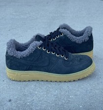 Nike Air Force 1 Premium Winter Sherpa Black Thunderbolt Gum Sole Mens SZ 7.5