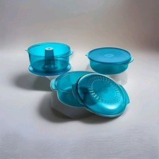 Tupperware TupperWave Microwave Stack Cooker Set Teal Blue New !!!