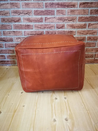 Pouf cuir marocain fait - cuir,