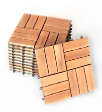 Lot de 10 dalles clipsables terrasse balcon en acacia FSC clair 30 x 30 x 2,4 cm