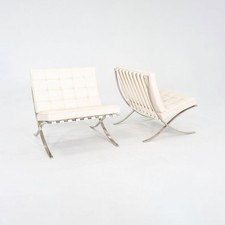 1970s Pair of Mies van der Rohe Knoll Barcelona Chairs with Stainless Frames