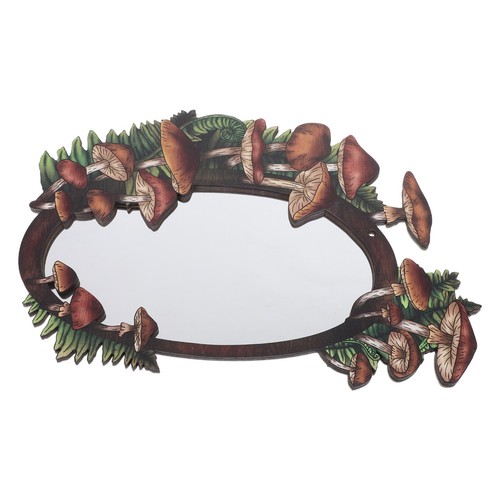 Miroir champignon bois mural - miroir,
