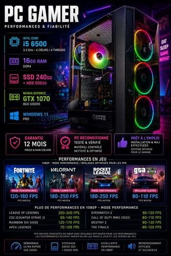Gamer 6500 gtx 1070 - gamer,