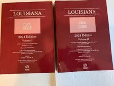 Louisiana Civil Code. 2024 edition. 2 volume set.