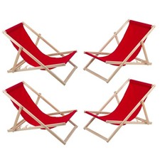 Chaises longues 4x Universelles Woodok rouge hêtre respirant WM-001