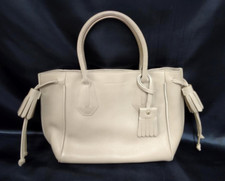 Longchamp Penelope Medium Beige Leather Handbag 14.2x8.7x4.7in Authentic Charm