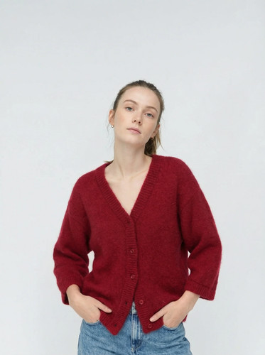 Gilet pinobery rouge mohair - en,