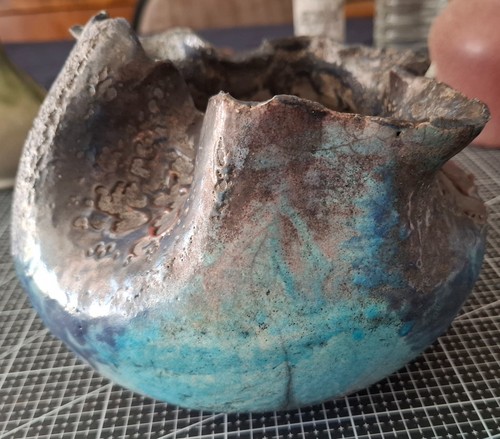 Vase grès émaillé bleu - vase,