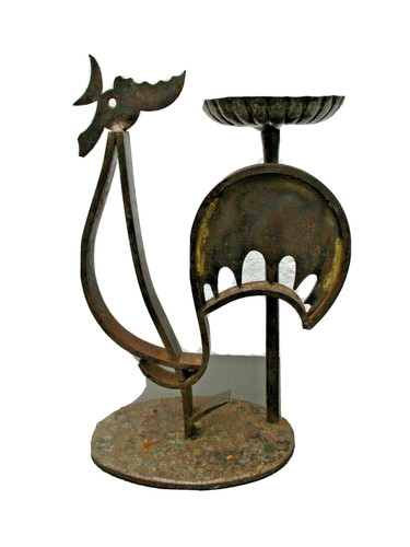 Bougeoir fer forgé coq