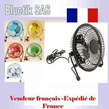 Mini Ventilateur de bureau connexion USB 13cm diam Métal Noir Jaune Rouge Vert