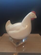 Rare Asian Type Crackled Ceramic Chicken Signed HENRIOT QUIMPER Porcelain 