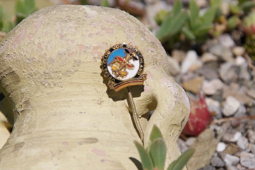 Vintage enamel scooter pin - scooter, /