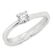 Bague Solitaire Diamant 4VAS CT 0,32 F VVS2 VG or Blanc 18 KT GIA 5363