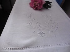 ANCIEN DRAP PUR LIN CREME LB