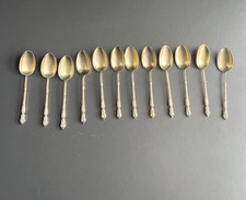 Lot of 12 Solid Silver Coffee Spoons 19th Century Boar Head Punch 