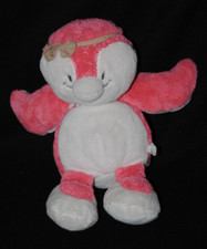 Doudou peluche pingouin rose