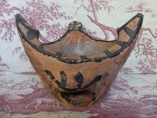 RARE BRASERO TERRE CUITE EMAILLEE KABYLE BERBÈRE BARBECUE ETHNIQUE MAROC