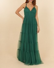 robe ceremonie volanté bretelle tressées Vert Taille 40 Mariage Soiree