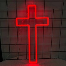 Enseigne néon croix jésus